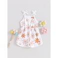 thumbnail image 5 of Bslissey Toddler Little Girls Cami Rompers Flower Print Tie Up Spaghetti Strap Shorts Jumpsuit Kids Summer Cute Sleeveless Playsuit for Daily Vacation 6 Months-4 Years, 5 of 8