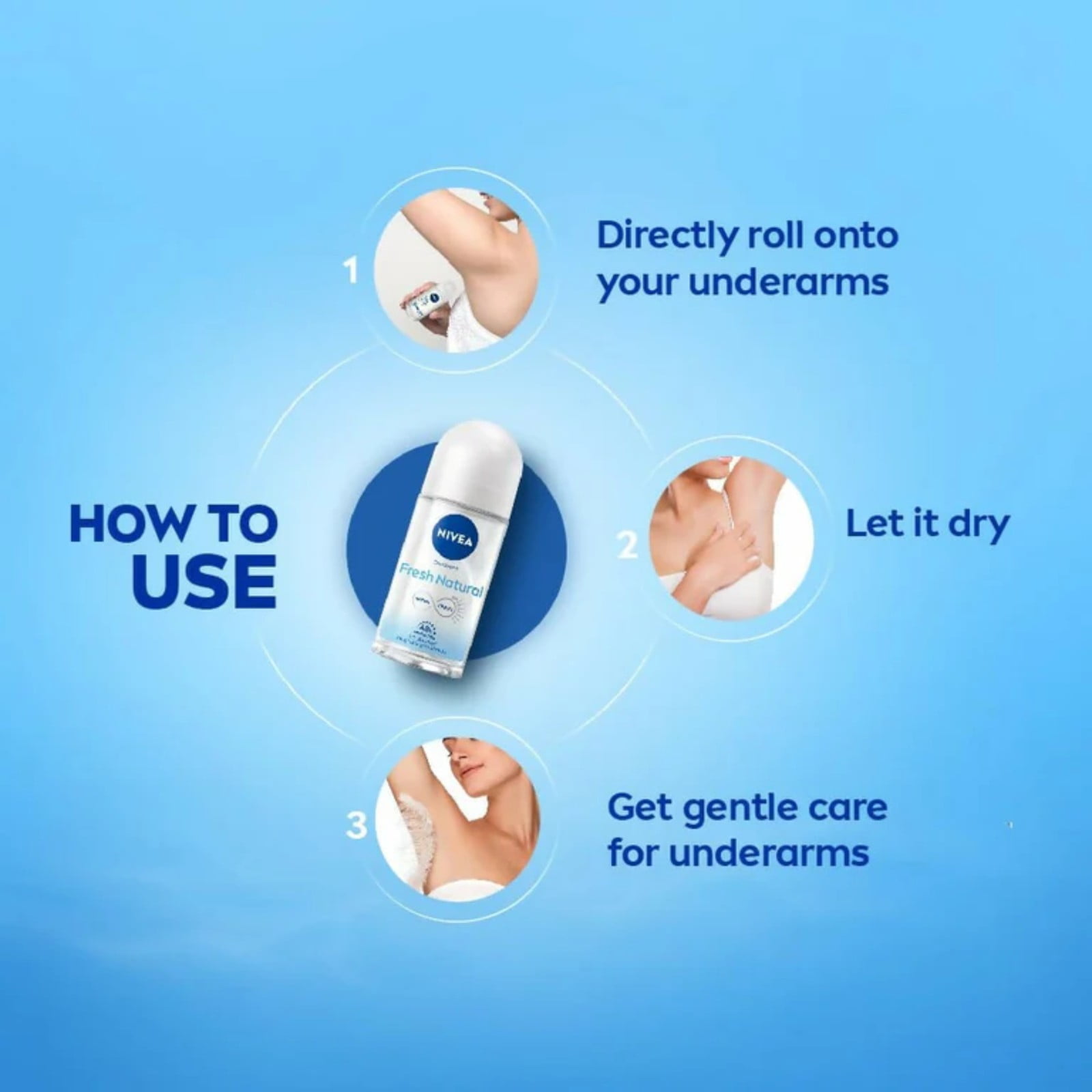Nivea Fresh Natural Infini-Fresh Roll-On Deodorant Antibacterial 48 Hr.50ml 6-Pk
