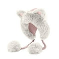 thumbnail image 6 of Women's Color Block Cat Ear Knit Hat - Fluff Ball Fleece-Lined Winter Cap, Windproof Warm Balaclava, Cute Cartoon Knitted Hat for Outdoor Daily Wear & Cold Weather, E, 6 of 6