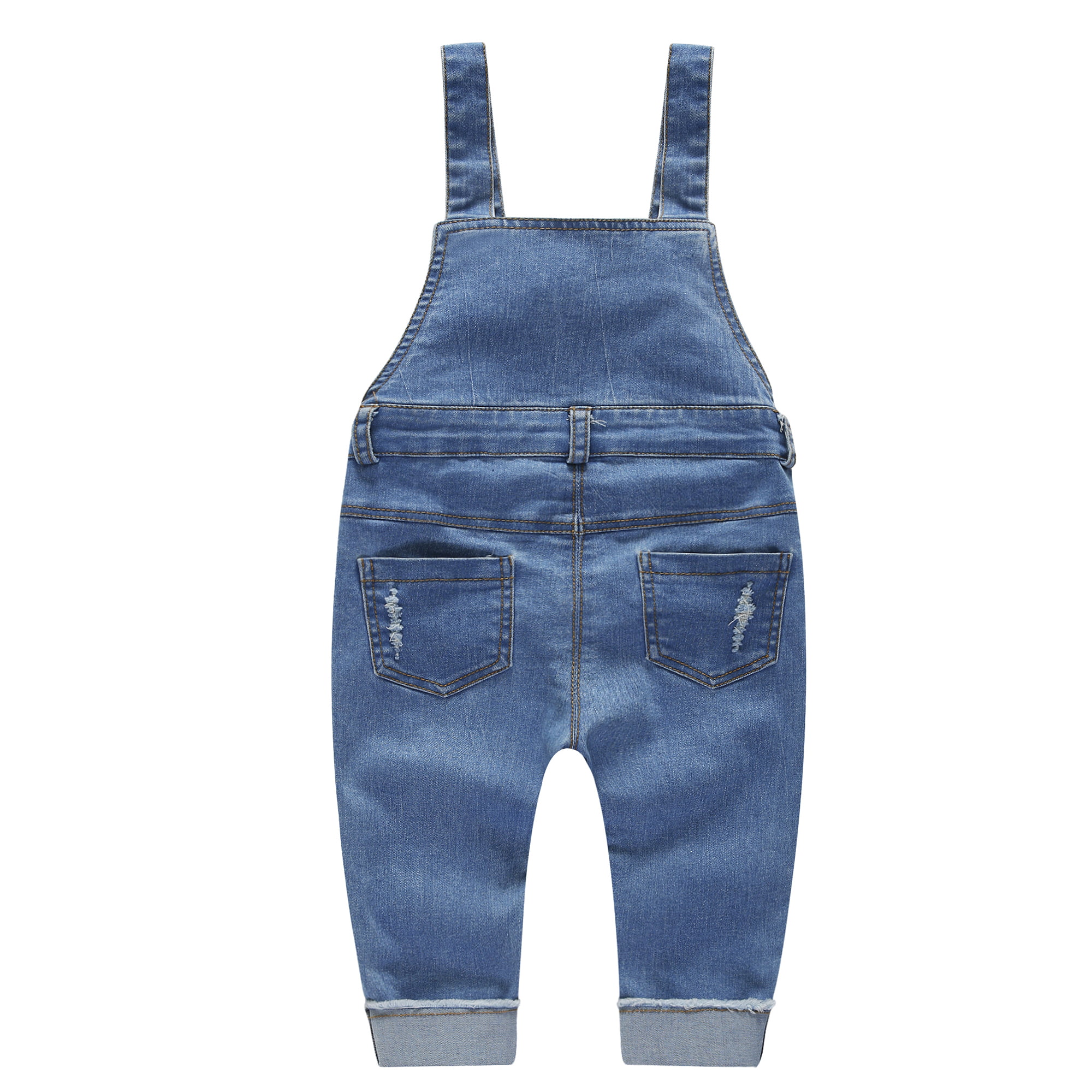 Kidscool Baby & Toddler Adjustable Deep Blue Washed Jeans Overalls,Blue,3-4 Years