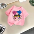 thumbnail image 5 of Girls Shirt Size 7 Casual Trendy Tractor Printing Round Neckline Lightweight Shirt Birthday Girls T-Shirt Girls Party Tee Tops,120,Pink, 5 of 5
