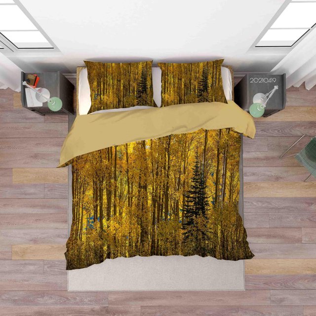 3D Otoño Bosque Lago Paisaje Funda nórdica Set Ropa de Cama Set Funda Nórdica