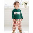 thumbnail image 5 of Toddler Baby Girl Christmas Outfit Santa Claus Embroidery Crewneck Long Sleeve Pullover Sweatshirt and Plaid Pants 2Pcs Fall Winter Clothes Set, 5 of 8