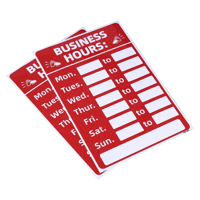 Unique Bargains Business Hour Sign PVC Self Adhesive Operation Hour Sticker Red 2 Pack