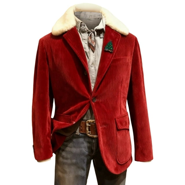 blazer de Noël pour Hommes, Veste d'Arrivée Moderne à Col Cranté pour Fête de Noël, Tenue d'Affaires Formelle