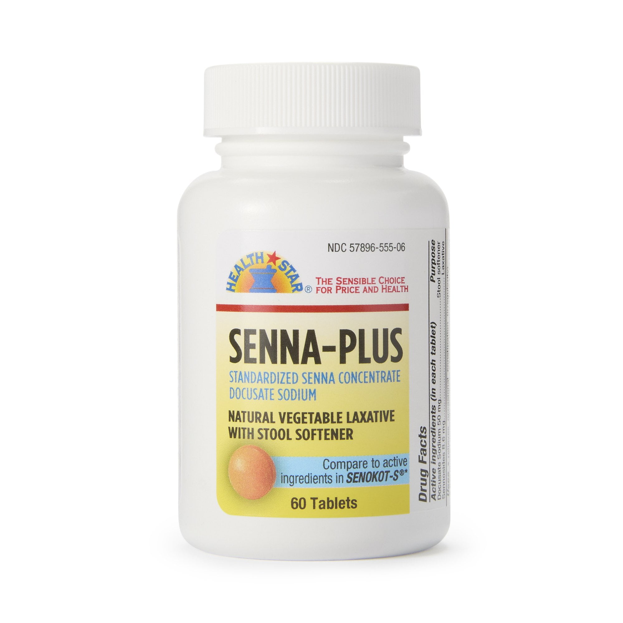 Health Star Senna Plus Tablets, 8.6-50 mg, 60 Count