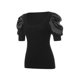 thumbnail image 3 of VISgogo Tops de punto para mujer, manga corta abullonada, cuello profundo, color sólido, fiesta en la calle, camisa envuelta de verano VISgogo moda, 3 of 9