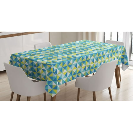 

Geometric Tablecloth Abstract Interpretation of Square Inner Dots and Lines Rectangle Hipster Rectangle Satin Table Cover for Dining Room and Kitchen 60 X 84 Yellow Turquoise by Ambesonne
