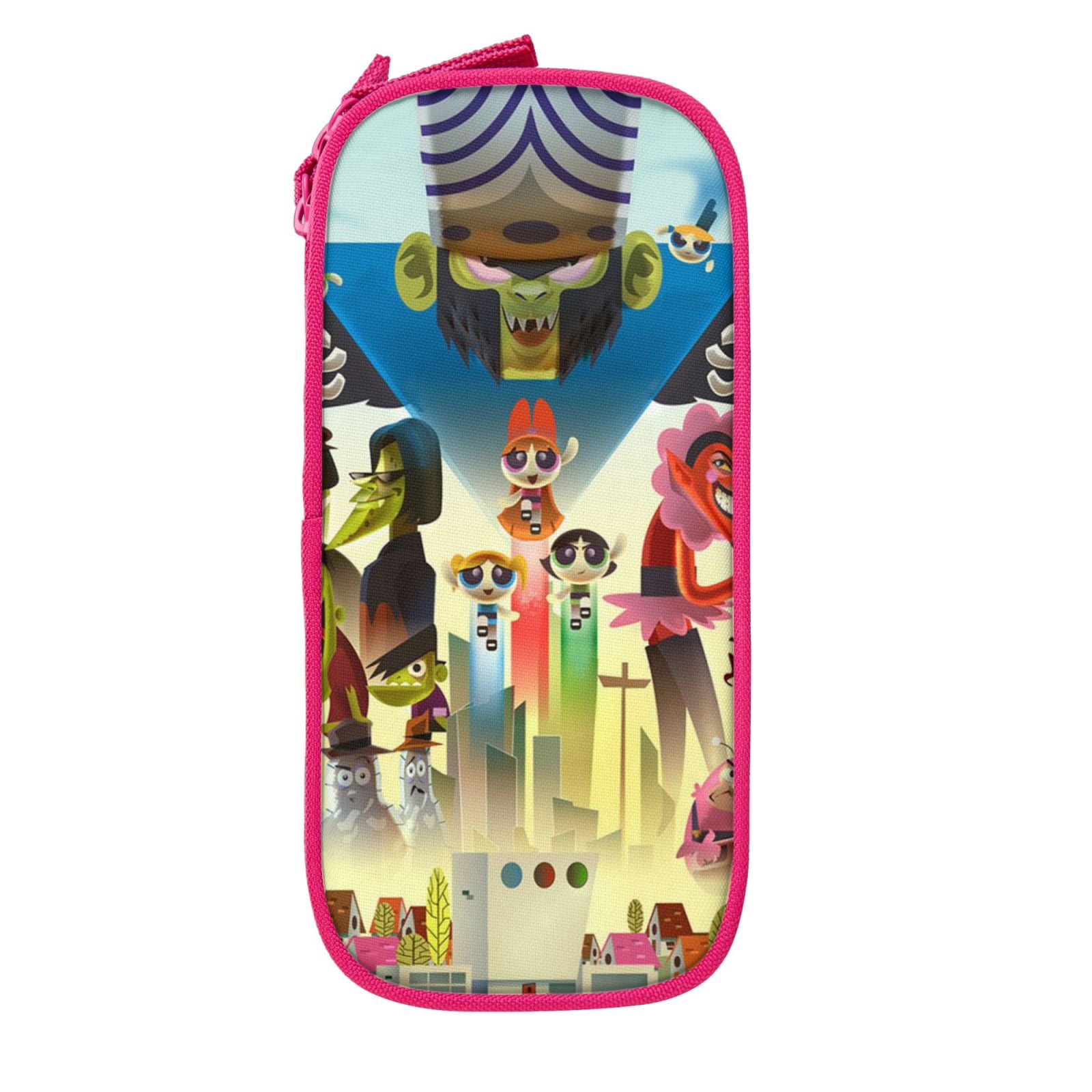 The Powerpuff Gi-rls Pencil Case Large Capacity Pencil Pouch Penbag Office Stationery Organizer Travel Makeup Bag Pink
