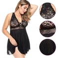 thumbnail image 4 of Levmjia Women Plus Size Lace Mesh Lingerie Dress Soft Breathable Sheer Mesh Solid Color Lightweight Summer Sleepwear Halter V Neck Loose Flowy Skirt Home Date Night Nightgown, 4 of 6