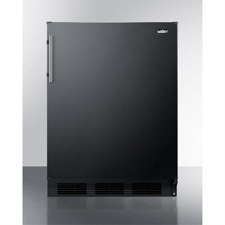 Freestanding counter height refrigerator-freezer for residential use  cycle defrost with deluxe interior and black finish