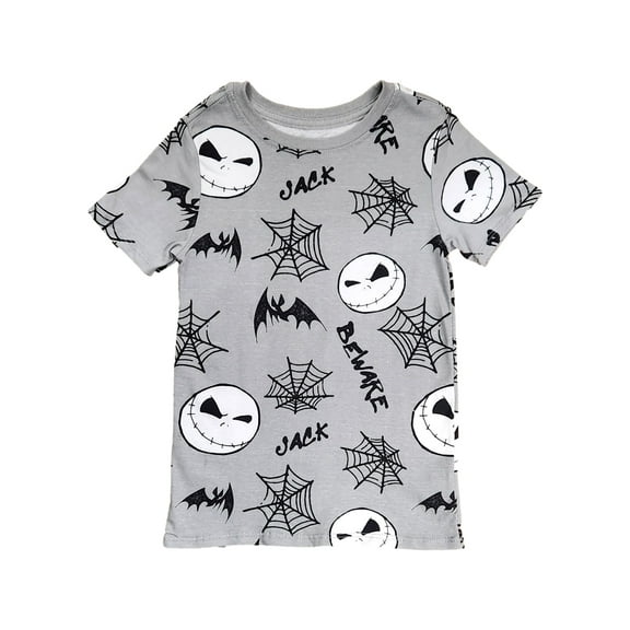 Disney Boys Gray Nightmare Before Christmas Short Sleeve Halloween Shirt XL14-16