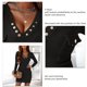 thumbnail image 2 of Vestido Ajustado Con Cuello En V, Vestido Casual De Mujer Con Botones Fáciles De Combinar De Manga Larga Acanalada De Punto Para Fechas Festivas ANGGREK  Otros, 2 of 6