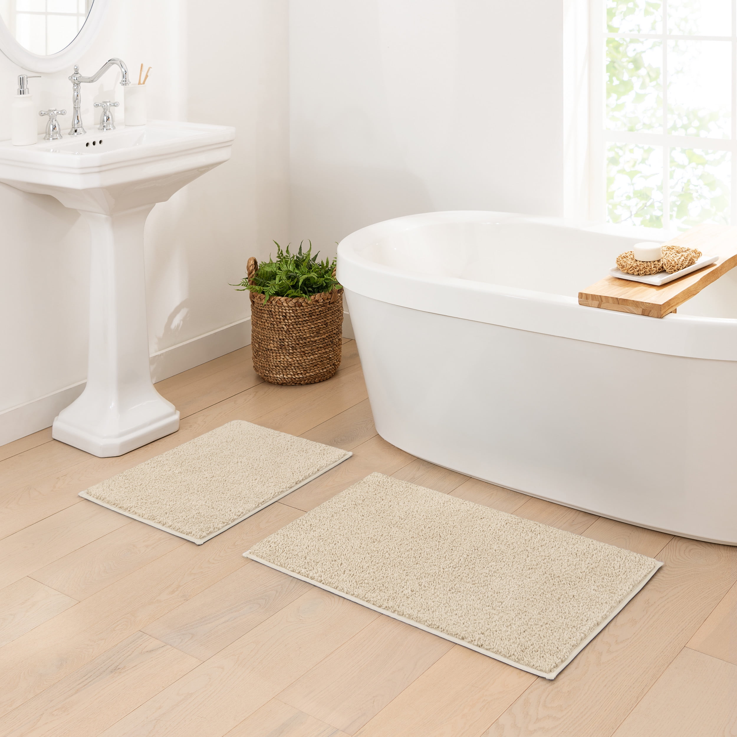 Mainstays 2-Piece Super Soft Polyester Bath Rug Set, Papyrus Beige