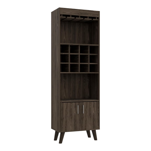 FM FURNITURE Bar Cabinet Edessa Engineered Woodin Dark Walnut