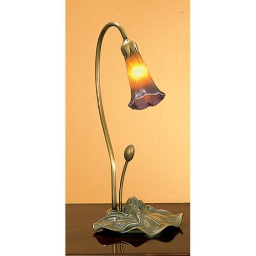 16"H Amber/Purple Pond Lily Accent Lamp