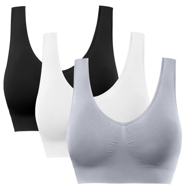 Comfortable Bra,3 Pack Seamless Removable Pads Sleep Bras,Yoga Bra