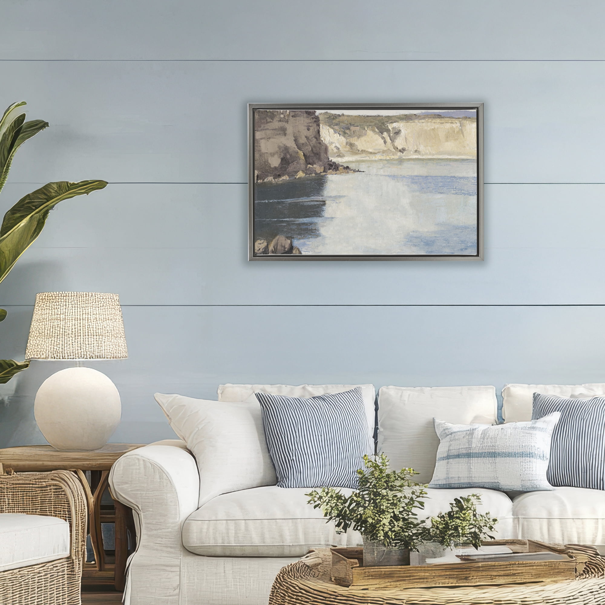 Stupell Industries Set Sail Peaceful Cove Gray Framed Floater Canvas Wall Art, design by Christy McKee