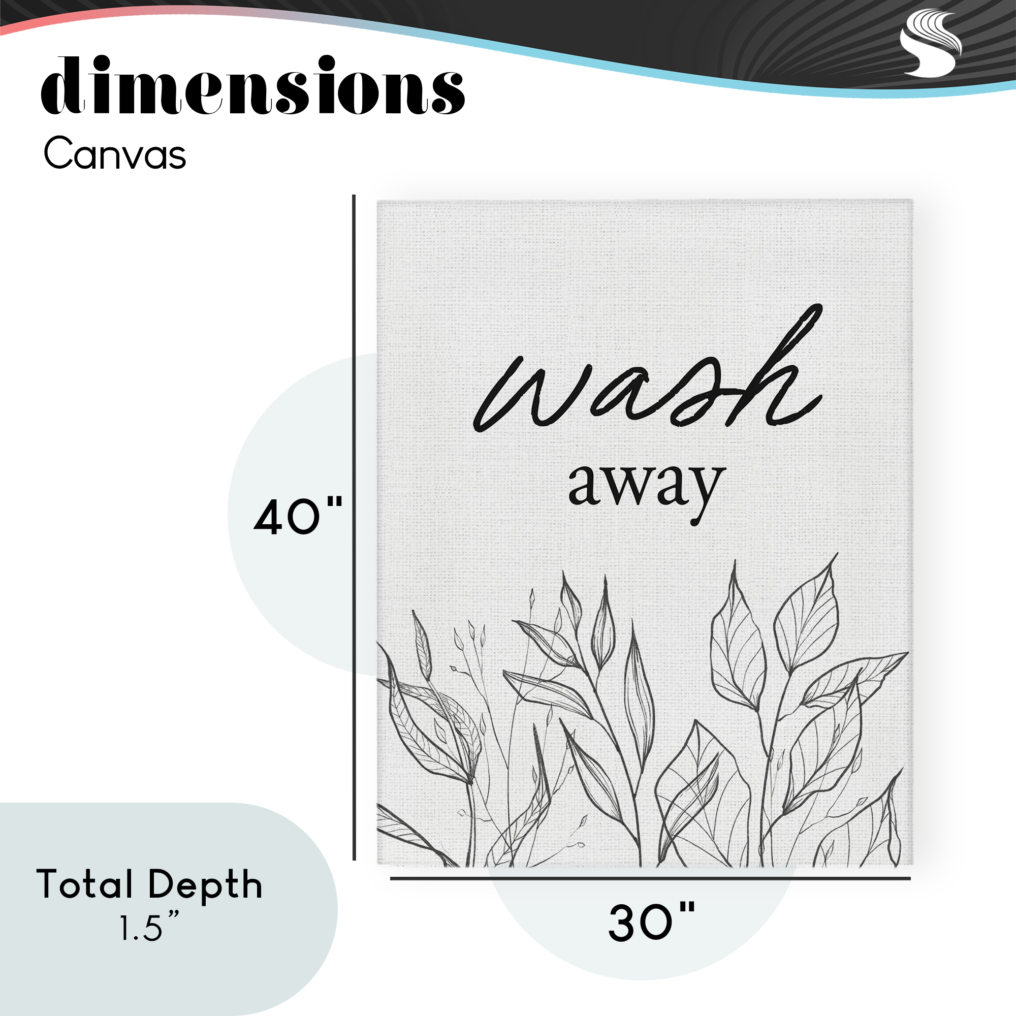 Minimalist Leaves Wash Away Canvas Wall Art, design by Lettered and Lined