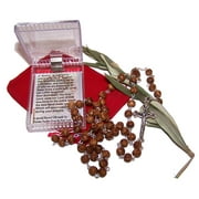 Holy Land Market Olive Wood Rosary with Soil from Bethlehem - with certificate , velvet bag and special padded box (Roun