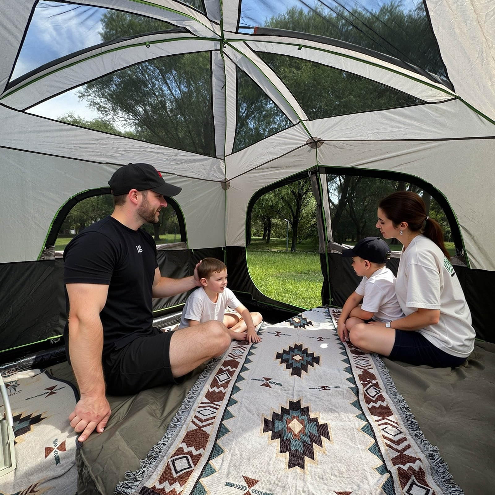Tent 6 Person Tents For Camping  Waterproof Easy Setup With Rainfly Portable Large Family Cabin 5 Mesh Windows And Carry Bag Outdoor & Hiking