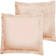 thumbnail image 2 of 600 Thread Count 100% Egyptian Cotton Pack of 2 Euro 16 x 16 Inches, Blush Solid Pillow Shams Cushion Cover, Super Soft Decorative European Square Pillow Shams Envelope Closure, 2 of 5