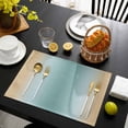 thumbnail image 3 of Teal Yellow Ombre Placemats Set of 8, Farmhouse Modern Gradient Art Placemats for Dining Table, Place Mats for Kitchen Tabletop, Waterproof Wipeable Dining Table Mats Set, 3 of 9