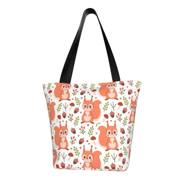 Fotbe Squirrel And Bolsa de Playa con Estampado, Bolsa de Hombro, Bolsa de Mano Espaciosa, Bolsa de Viaje Ligera, Bolsa de Compras Versátil