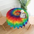 thumbnail image 2 of Tie Dye Round Tablecloth 60 Inch Washable Reusable Decoration Table Cover for Kitchen Party, 2 of 6