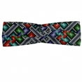 thumbnail image 1 of Ethnic Headband, Traditional Folk Pattern in Knitting Form South American Ecuador Geometric Tropical, Elastic and Soft Women's Bandana for Sports and Everyday Use, Grey Red Coconut, by Ambesonne, 1 of 3