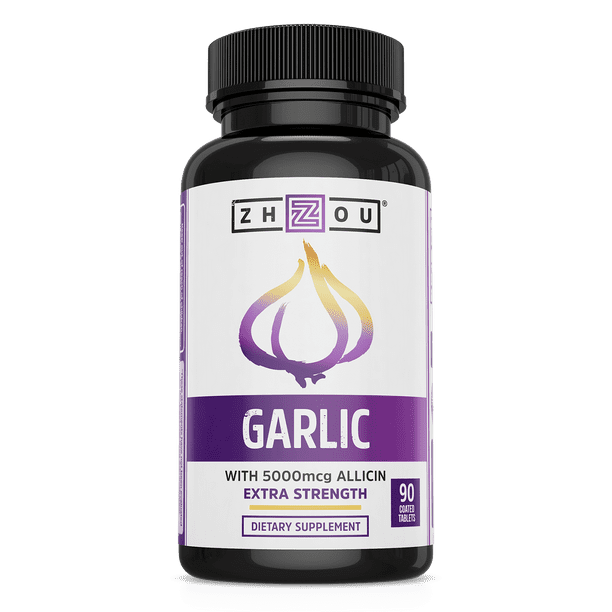 ExtraStrength Garlic Tablets, 90 Ct, by Zhou Nutrition