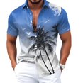thumbnail image 5 of Mens Hawaiian Shirt Tropical Short Sleeve Button Down Shirts Summer Beach Lightweight Top Blue XL, 5 of 5