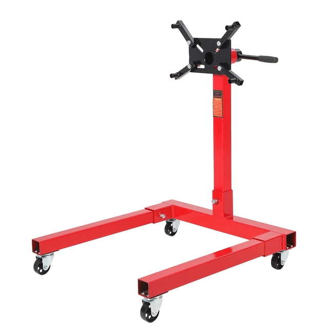 Support de Moteur 1300 1500 2000 Lb avec Tête Rotative à 360 Degrés, 4 Bras Réglables et 4 Roulettes, Support de Moteur en Acier Robuste pour l'Entretien des Véhicules et la Réparation Automobile, Rouge