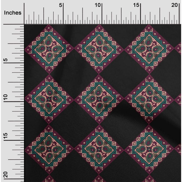 oneOone Polyester Lycra Bright Crimson Red Fabric Geometric & Paisley Block Craft Projects Decor Fabric Printed By The Yard 56 Inch Wide