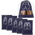thumbnail image 1 of Paquete de 5 bolsas organizadoras de zapatos de viaje portátiles para botas, tacón alto, cordón, ventana transparente, bolsas de almacenamiento que ahorran espacio, tamaño grande, azul marino, 1 of 5
