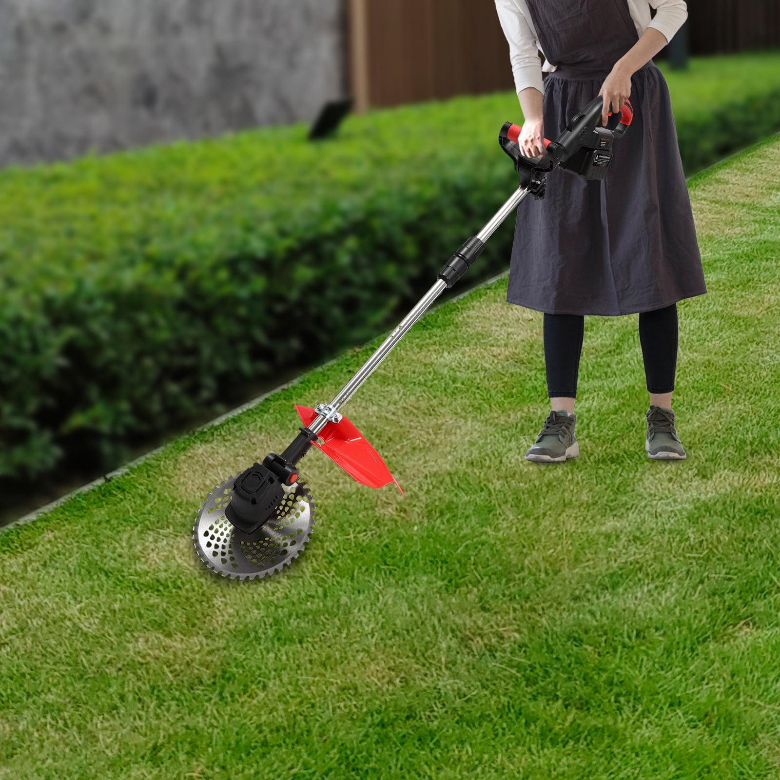 21V Cordless Lawn Mower with 2 Batteries and Charger,7.87 inches Blade Battery Operated Cordless Grass Trimmer/Edger for Lawn Care and Yard Work Bush Trimming & Pruning