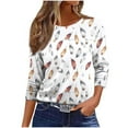 thumbnail image 5 of YUGYXL 3/4 Length Sleeve Womens Tops Dressy Round Neck Pullover Blouse Casual Regular Basic Tees Business Work Tunic Tshirts White XXL, 5 of 8