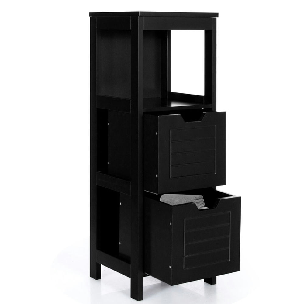Finihen Storage Cabinet, Floor Cabinet, Bathroom Wooden Floor Cabinet Multifunction Storage Rack Stand Organizer, for Bathroom, Living Room, Bedroom, Kitchen, Black