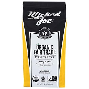 Wicked Joe Organic Coffee Breakfast Blend Whole Bean, 12 Ounce