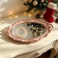 thumbnail image 4 of Cififendec Christmas Vintage Decorative Mirror Tray, Ornate Embossed Premium Mirror Dish for Xmas Vanity Table Accent Styling, 15.35"×9.65", Pink, 4 of 6