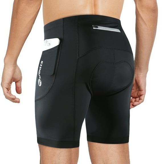 Bicycle Shorts for Men Padded Mountain Biking Pants Zipper Pocket Cycling Wear Black XL