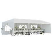 ZENY 10'x 30' White Gazebo Wedding Party Tent Canopy with 6 Windows & 2 Sidewalls-8