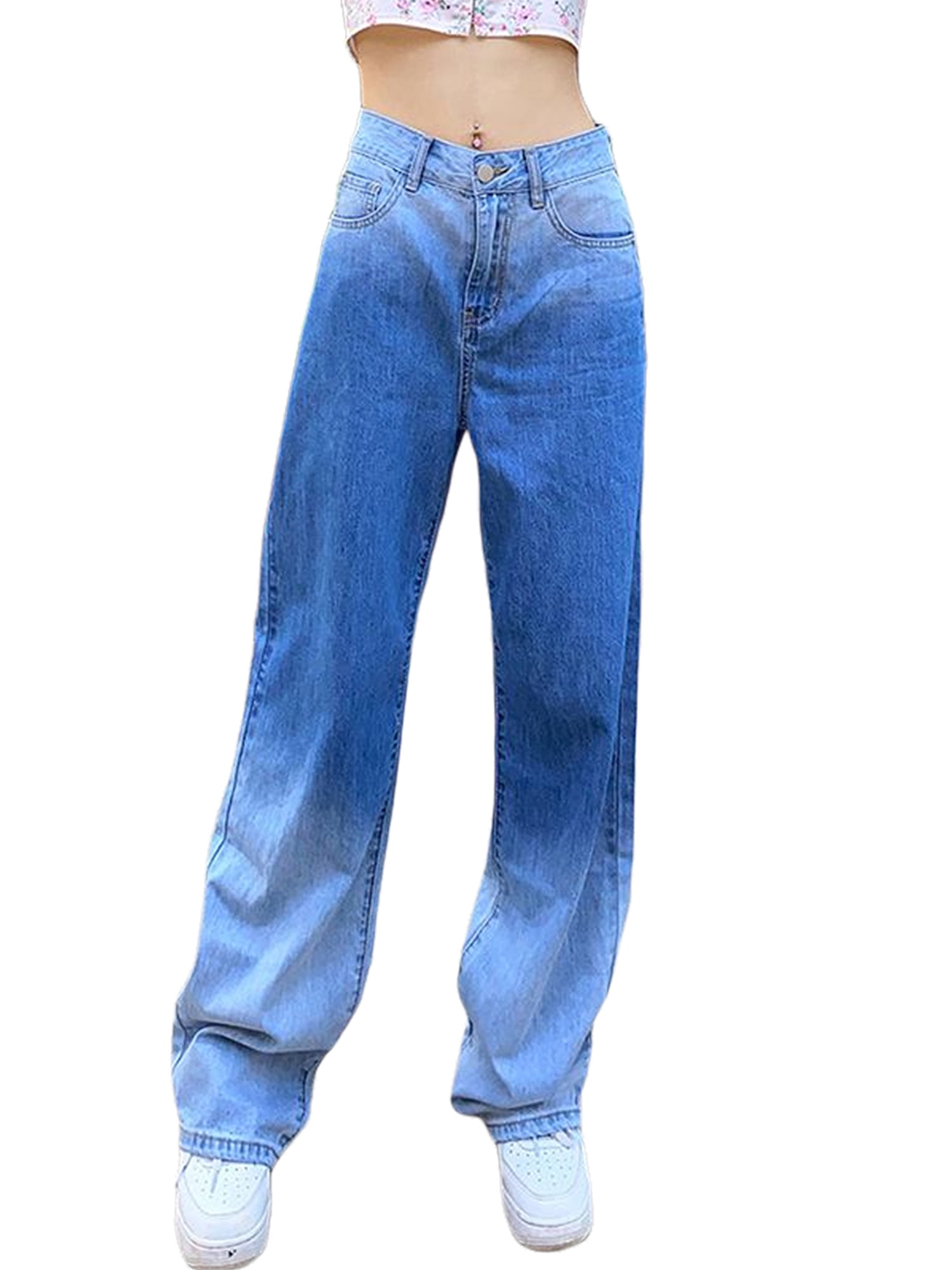 Nokpsedcb Women Jeans High Wide Leg Denim Pants Vintage Pants - Walmart.com