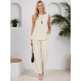 thumbnail image 2 of DARING DIVA Women's 2 Piece Outfits Sleeveless Tank Top Wide Leg Pants Set XL Beige, 2 of 8