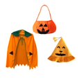 thumbnail image 4 of Runquan Halloween Child Pumpkin Cloak, Hat and Bag Set Cape for Club Carnivals Props, 4 of 8