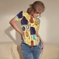 thumbnail image 3 of Bingfone Musical Instruments Pattern Women's Round Neck Bodysuit, Tight Snap Button Short Sleeve Bodysuit, Suitable for Party, Sports, Daily Wear-Large, 3 of 7