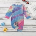 thumbnail image 4 of Douhoow Baby Tie-Dye Rompers Spring Girls Boys Long Sleeve Button Jumpsuits, 4 of 9