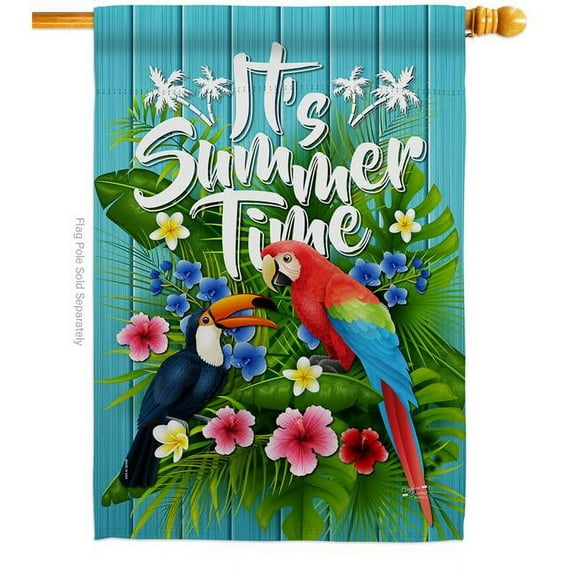 Angeleno Heritage H137165-BO Tropical Summer Summertime 28 x 40 in. Double-Sided Decorative Vertical House Flags for Decoration Banner Garden Yard Gift
