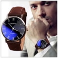thumbnail image 1 of Reloj de cuarzo para hombre, relojes de moda para hombre, reloj analógico de cuarzo de cuero sintético para hombre, reloj de cuero, 1 of 5
