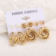 thumbnail image 4 of Teissuly Retro Metal Circle Ladies Jewelry Geometric Pearl Earrings 5-piece Set, 4 of 8